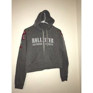 Hollister Pull Over Hoodie Women Extra Small Embroidered Roses Sleeve California